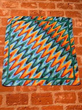 Vibrant Multicolor Chevron Flame Stich Wave Swirl Print Scarf